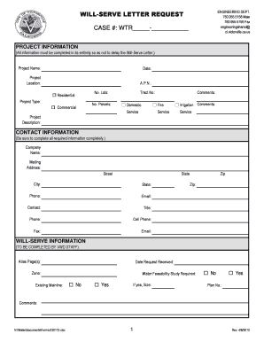 Utility Will Serve Letter Template  Form