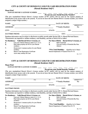 Golf ID Hawaii  Form