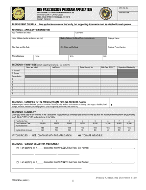 Bus Pass Application  Form