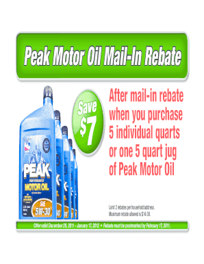 Peak Motor Oil Rebate Form