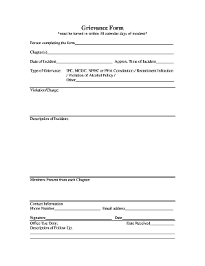 Union Grievance Form Template