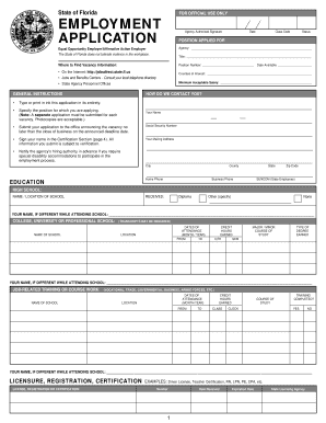 State Job Application Florida Department of Children and Families Dcf State Fl  Form