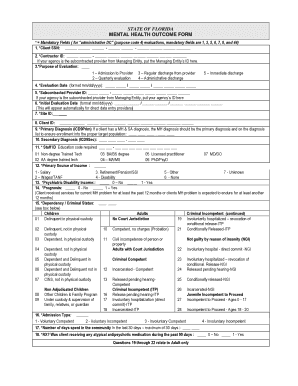 STATE of FLORIDA MENTAL HEALTH OUTCOME FORM Dcf State Fl