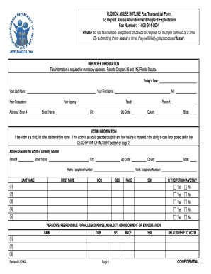 Reporter Information Required for Mandatory Reporters of Child Abuse, Abandonment Andor Neglect F Dcf State Fl