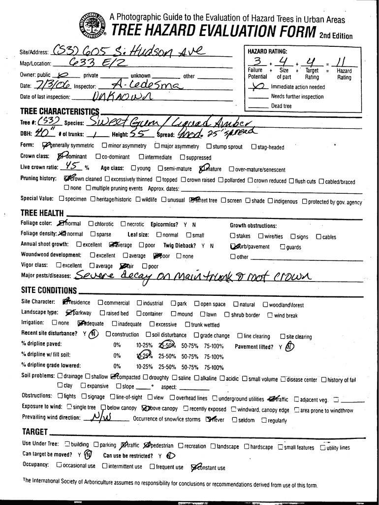 Tree Hazard Evaluation Form