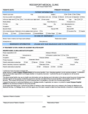 New Patient Application Lower Umpqua Hospital Lowerumpquahospital  Form