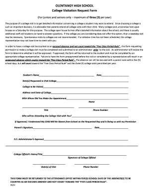 OLENTANGY HIGH SCHOOL College Visitation Request Form Olentangy K12 Oh