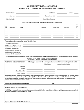  Emergency Medical Authorization Form Olentangy Local Schools 2011-2024