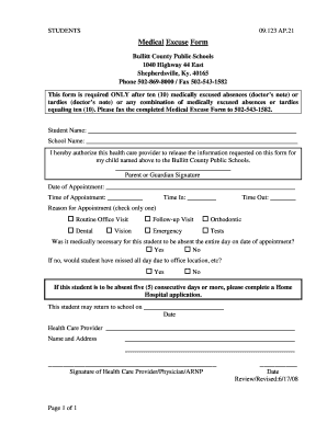 Medical Excuse Form Yes No Bullet County Public Schools Bullittschools -  Fill Out and Sign Printable PDF Template | airSlate SignNow