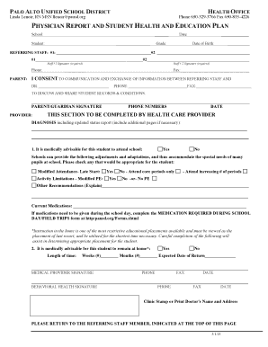  Health Plan Form Palo Alto Unified School District Pausd 2013-2024