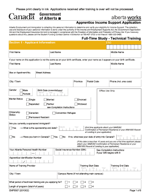 Alberta Support  Form