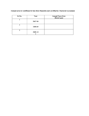 Turnover Certificate Format in Word