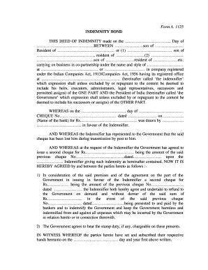 Indemnity Bond Format