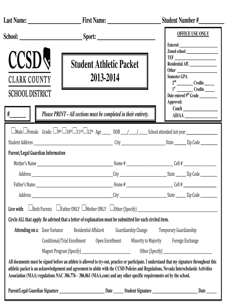  Ccsd Packet 2013-2024