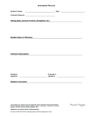 Printable Anecdotal Record Form