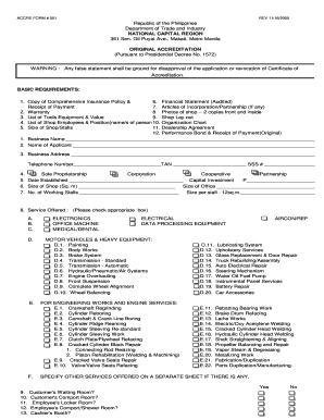 Dti Application for Accreditation of Service and Repair Enterprises Form