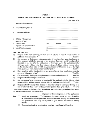 Application Cum Declaration as to Physical Fitness See Rule5 2  Form