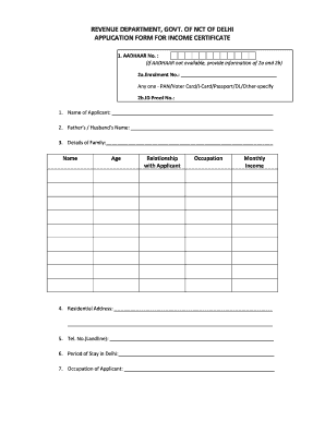 Income Certificate Form PDF Download