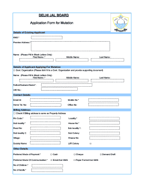 Delhi Jal Board Mutation Form Download