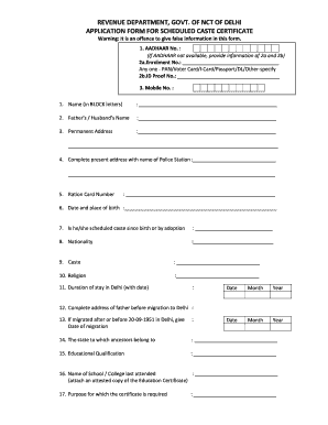 Income Certificate  Form