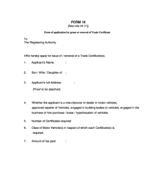 Form 16 See Rule 34 Fill Online, Printable, Fillable, BlankPDFfiller