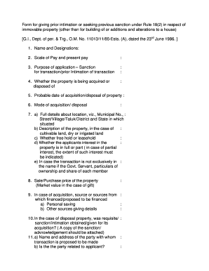 Form for Giving Prior Intimation or Seeking Previous Sanction under Mospi Nic