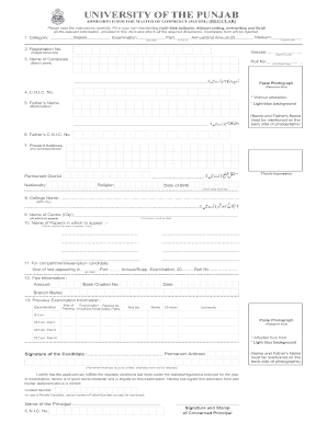 Punjab College Admission Form PDF