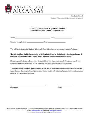 Affidavit for University Admission  Form