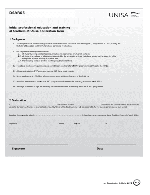  Unisa Declaration Form 2012