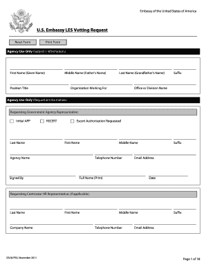 U S Embassy Les Vetting Request Form