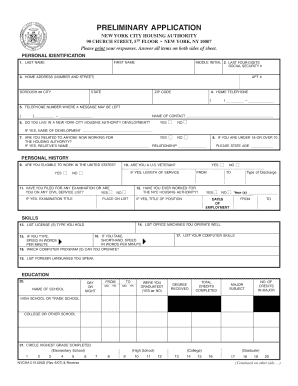 PRELIMINARY APPLICATION NYC Gov Home Nyc  Form