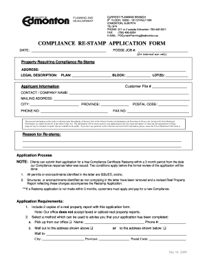 Compliance Re Stamp Application Form City of Edmonton Edmonton
