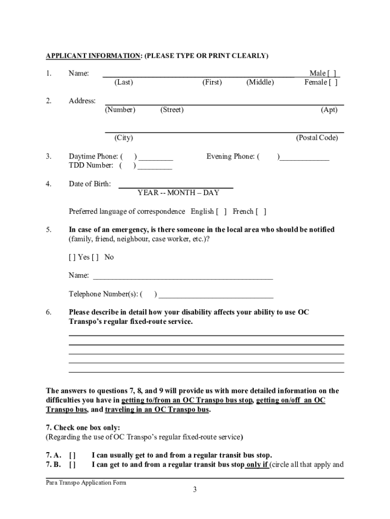 Para Transpo Application Form