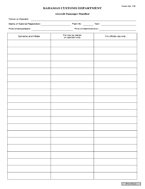 Bahamas Customs Forms PDF