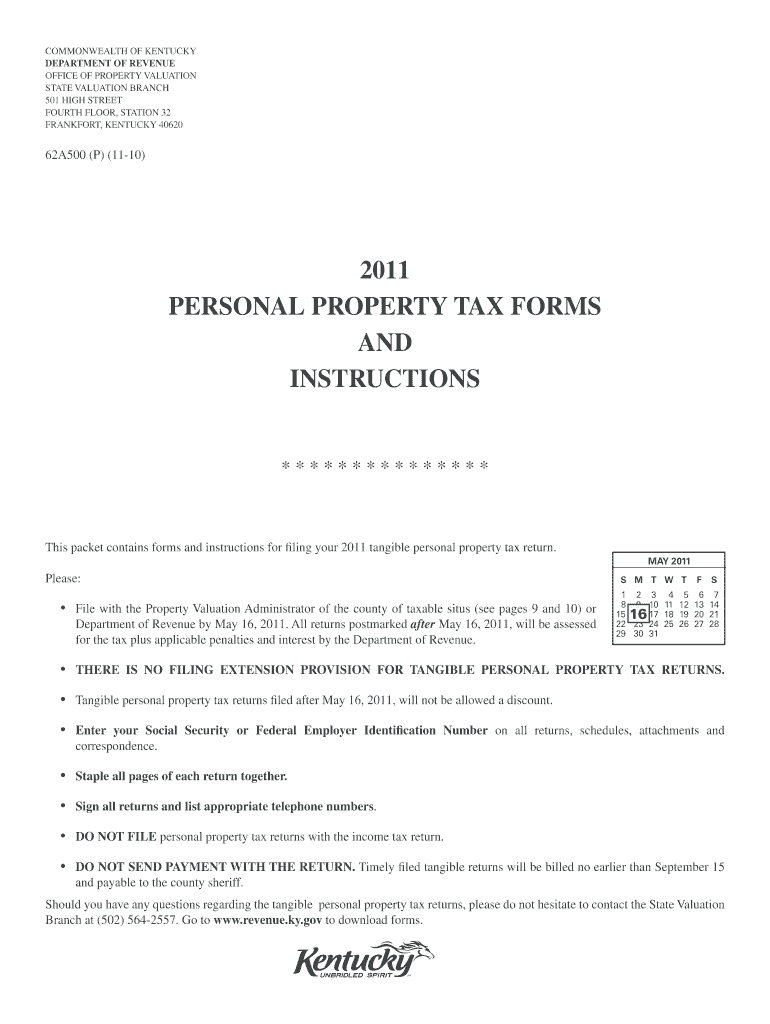  Personal Property Tax Forms and Instructions Kentucky 2020