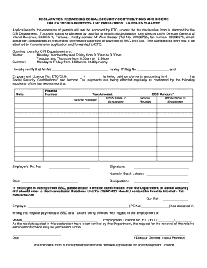 Social Security Declaration Form