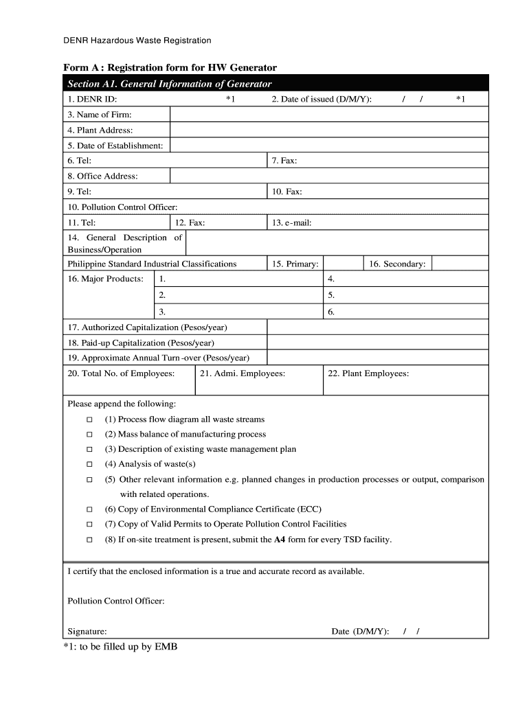 Hazardous Waste Generator ID  Form