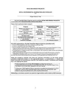 Ecc Requirements Checklist  Form