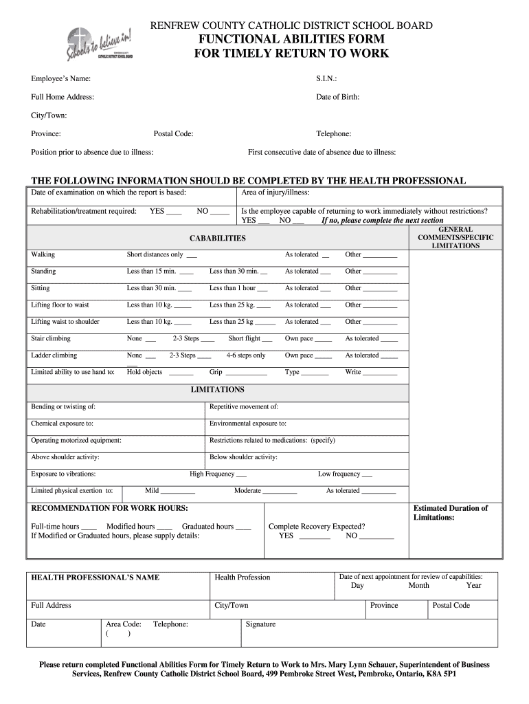 Functional Abilities Form