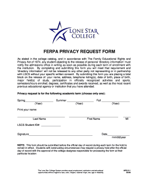 Lonestar College Ferpa Form