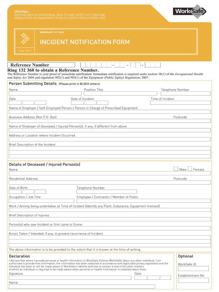  INCIDENT NOTIFICATION FORM WorkSafe Victoria Worksafe Vic Gov 2017-2024