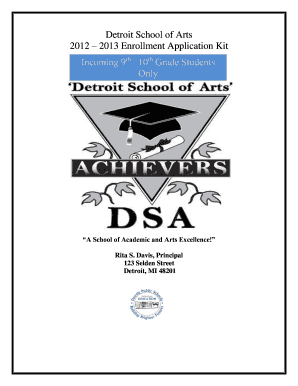 Download DSA Application Detroit School of Arts Detroit Public Dsa Schools Detroitk12  Form