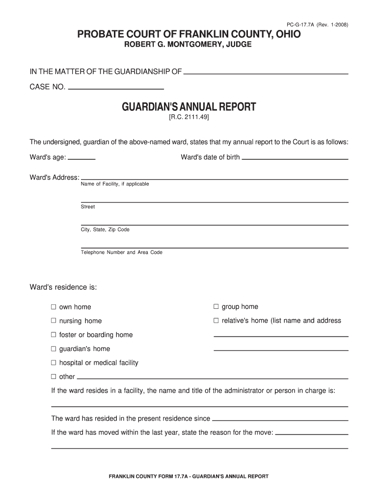  GUARDIAN&#39;S ANNUAL REPORT  Franklin County, Ohio  Franklincountyohio 2008-2024