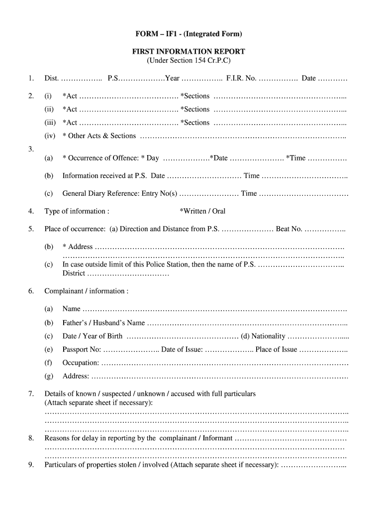 First Information Report Format