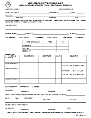 Miami Dade County Public Schools Grade Change Records &amp; Forms