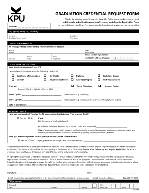 Graduation Credential Request Fillable Kpu Form