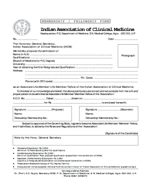 Indian Association of Clinical Medicine  Form