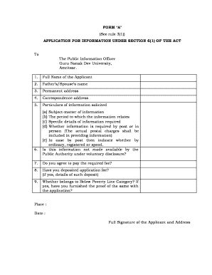 Rti Application Form