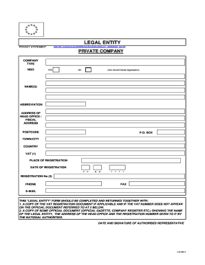 Legal Entity Form