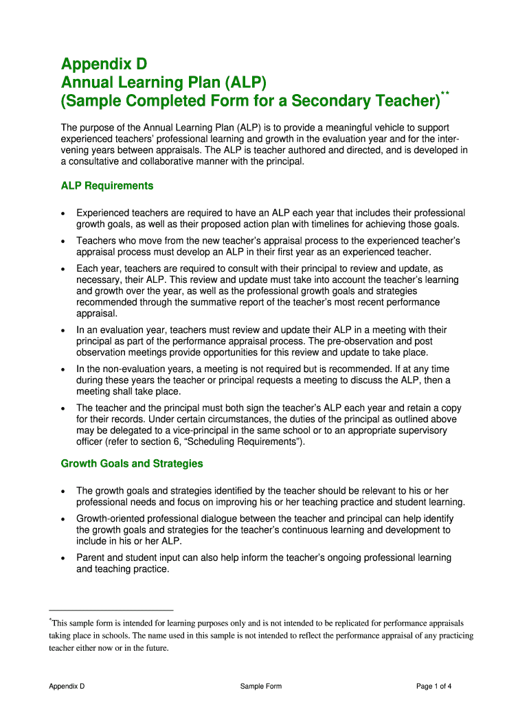 Annual Learning Plan ALP  Form